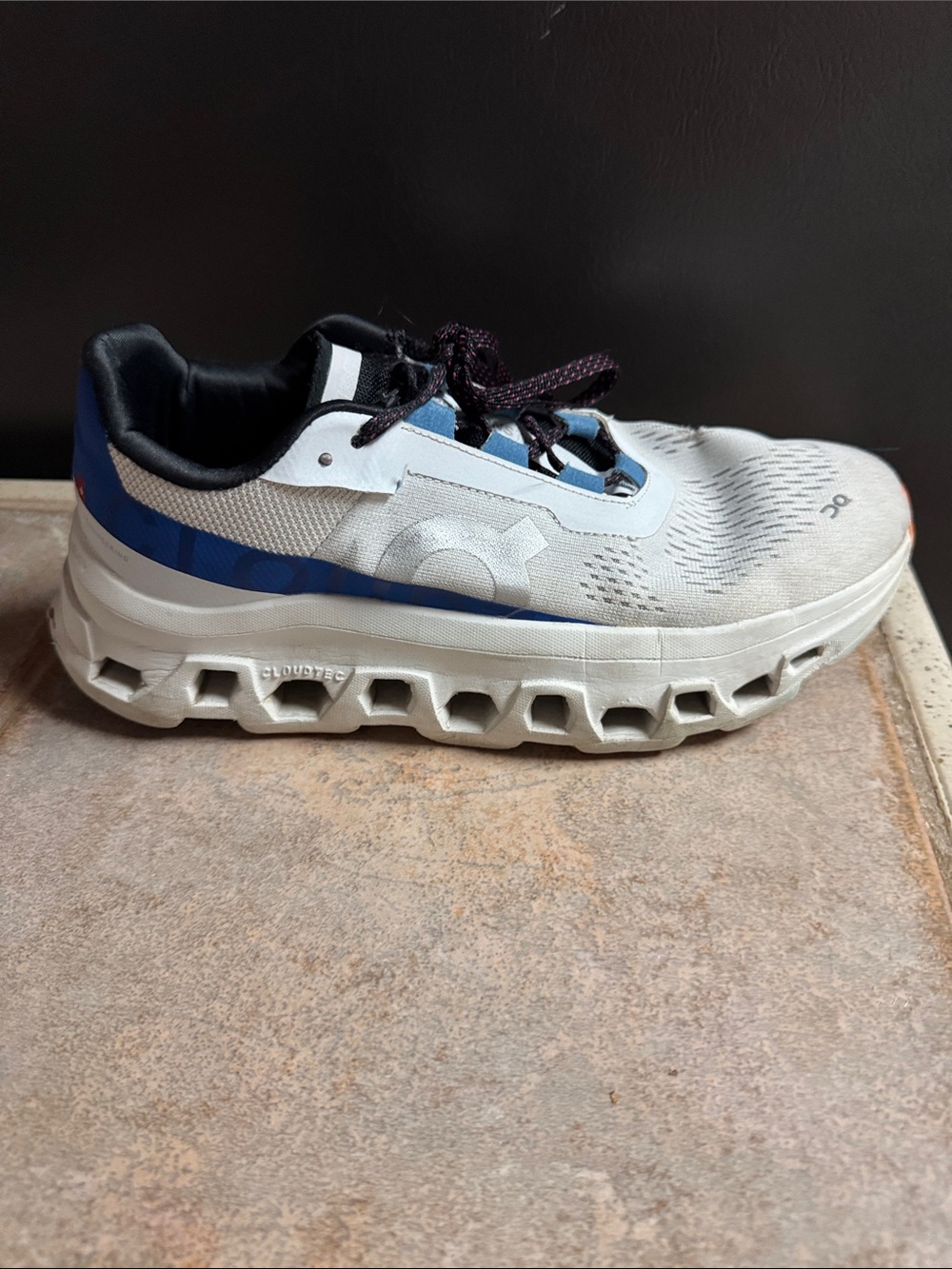 Women's White and Blue Cloud-Style Athletic Running Shoe